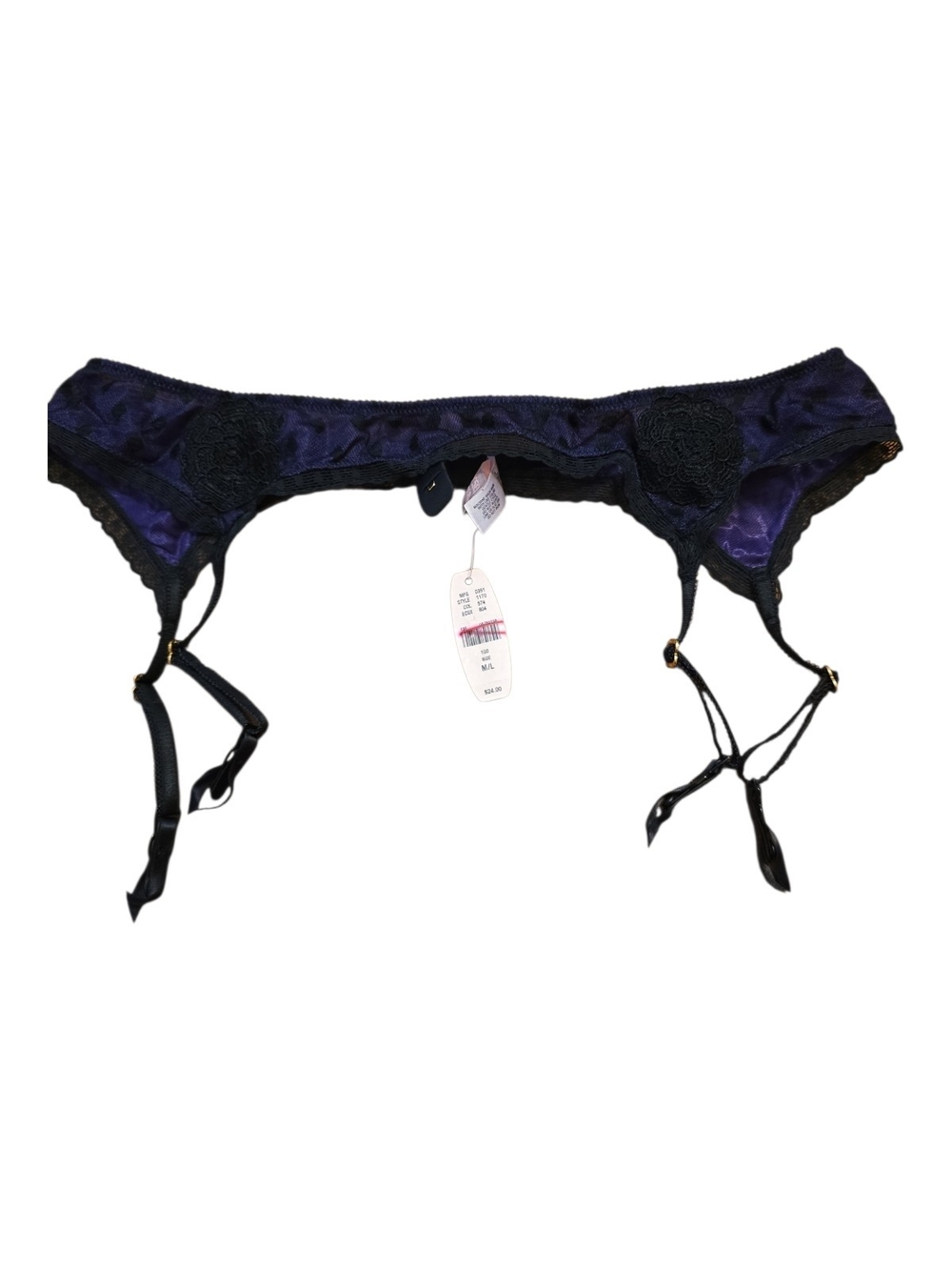 Very Sexy Victoria's Secret Purple and Black Lace Garter Belt